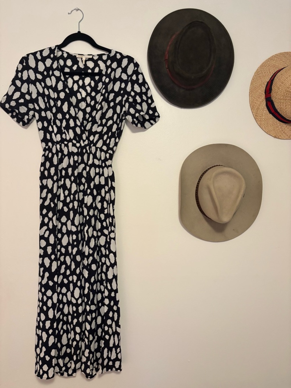 Maje Black and White Printed V-Neck Maxi Dress